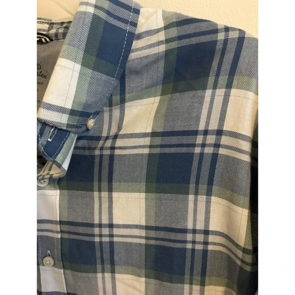 IZOD Saltwater Plaid Shirt Men XL Blue Green Coastal Button‎ Down Cotton - Picture 3 of 7